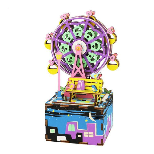 DIY Cool Mechanism Wooden Greeting Souvenir Birthday Present Music Box Ferris Wheel