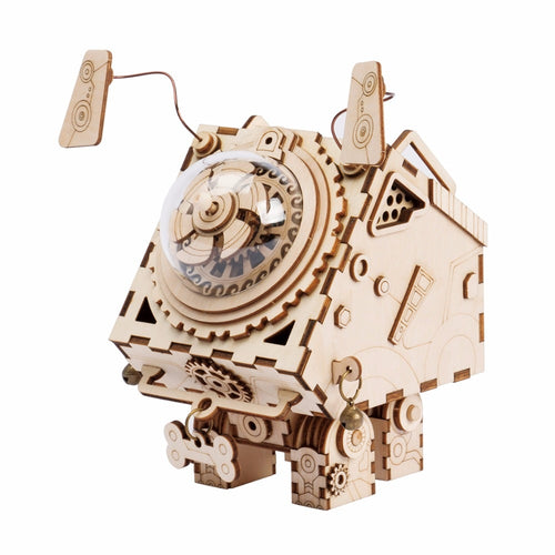 DIY Movement Wooden dogs Model Music Box