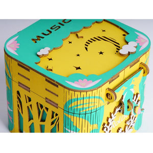 DIY 3D Rotatable Dancing Ballerma Wooden Puzzle Game Assembly Music Box