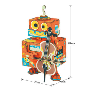 DIY 3D Kitty Ballet Wooden Puzzle Game Assembly Moveable Music Box