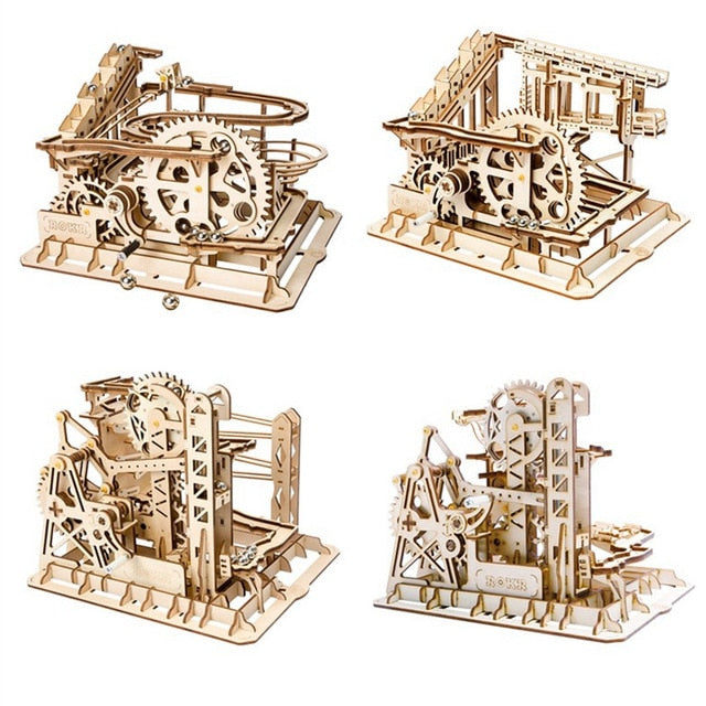 Magic Crash 4 Pieces DIY Magic Gear Drive Ball Crash Game Wooden Model Building Kits