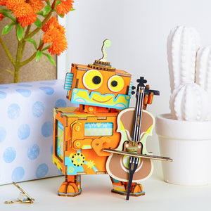 DIY Little Robot Performer Hand Crank Music Box