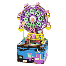 Load image into Gallery viewer, DIY 3D Wooden Carrousel Ferris Wheel Puzzle Game Assembly Rotatable Music Box