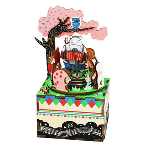 DIY 3D Wooden Carrousel Ferris Wheel Puzzle Game Assembly Rotatable Music Box