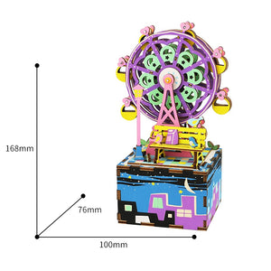 DIY 3D Wooden Carrousel Ferris Wheel Puzzle Game Assembly Rotatable Music Box