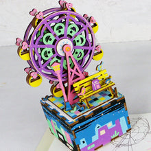 Load image into Gallery viewer, DIY 3D Wooden Carrousel Ferris Wheel Puzzle Game Assembly Rotatable Music Box