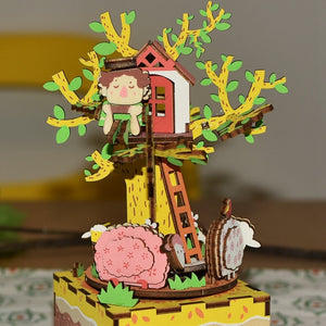 DIY 3D Wooden Carrousel Ferris Wheel Puzzle Game Assembly Rotatable Music Box