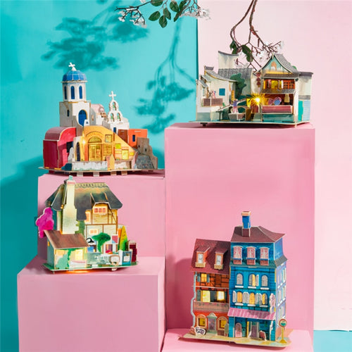 DIY Doll House with Led Light Children Adult Miniature Wooden Model Building Dollhouse