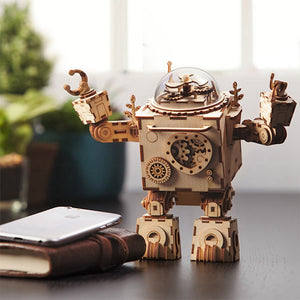 DIY 3D Steampunk Robot Wooden Puzzle Music Box