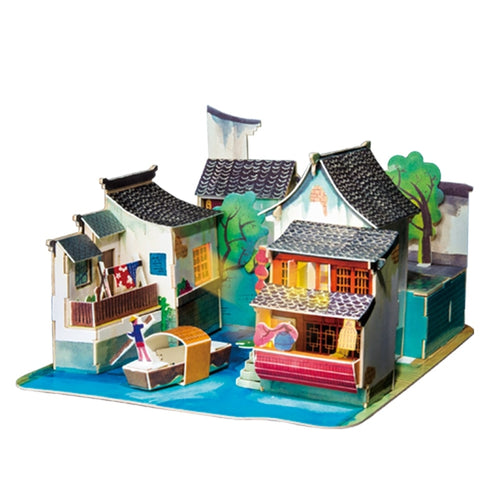 DIY South of China Doll House with Led Light Children Adult Miniature Wooden Model Building Dollhouse