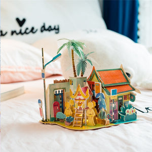 DIY Sunny Chiengmai Doll House with Led Light Children Adult Miniature Wooden Model Building Dollhouse